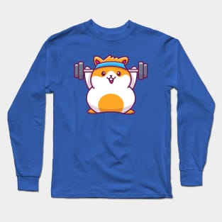 Cute Hamster Gym Cartoon Long Sleeve T-Shirt